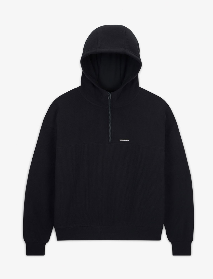 Converse Kadın Siyah Yarım Fermuarlı Hoodie
