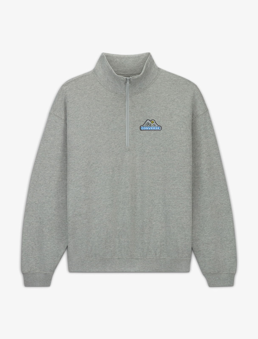 Converse Erkek Loose Fit Yarım Fermuarlı Gri Sweatshirt Converse Erkek Loose Fit Yarım Fermuarlı Gri Sweatshirt