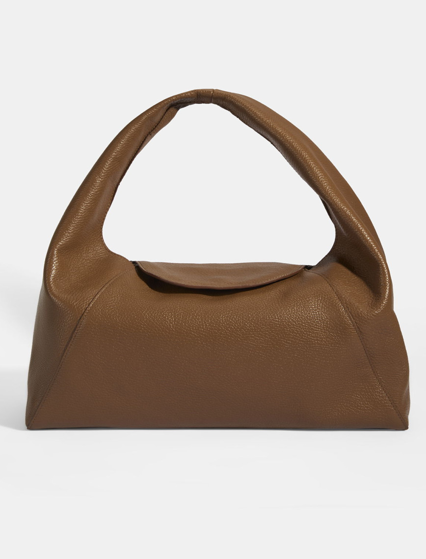 Kadın Kahve Logo Baskılı Deri El Çantası Kadın Kahve Logo Baskılı Deri El Çantası