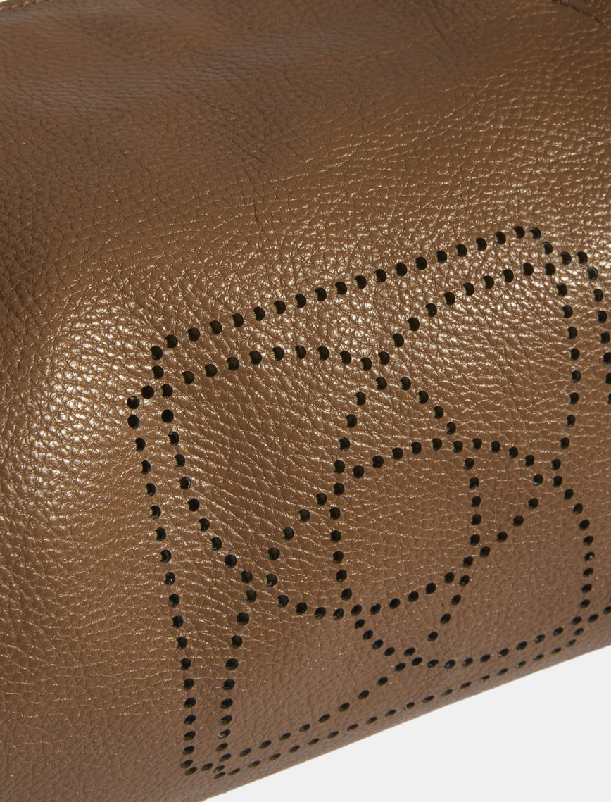 Kadın Kahve Logo Baskılı Deri El Çantası Kadın Kahve Logo Baskılı Deri El Çantası