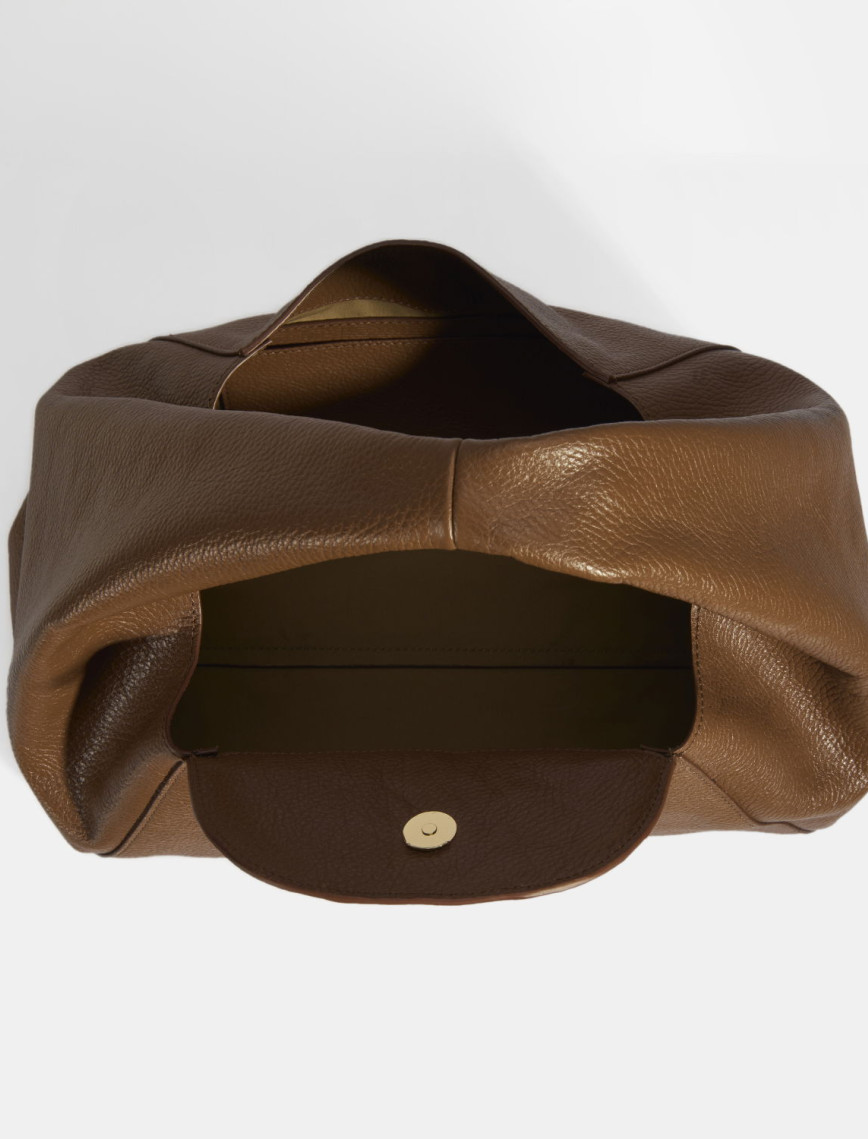 Kadın Kahve Logo Baskılı Deri El Çantası Kadın Kahve Logo Baskılı Deri El Çantası