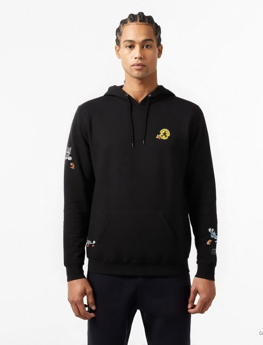 Converse X Tom & Jerry Unisex Siyah Sweatshirt Converse X Tom & Jerry Unisex Siyah Sweatshirt