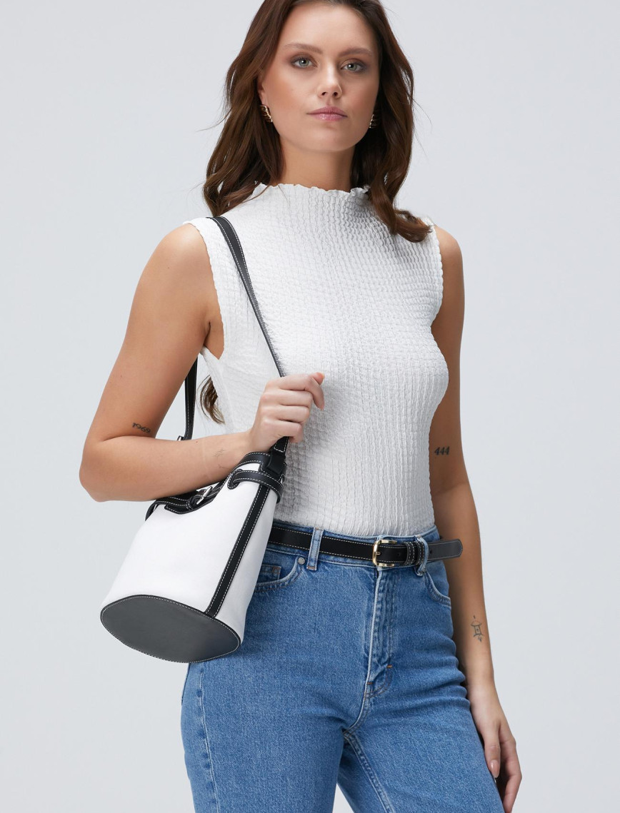 Network Kadın Bej Siyah Deri Çanta Network Kadın Bej Siyah Deri Çanta