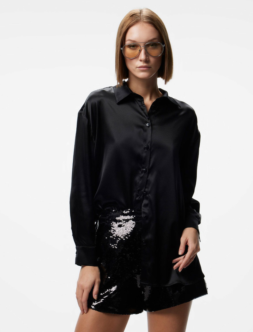 Fabby Silk Kadın Siyah İpek Gömlek Fabby Silk Kadın Siyah İpek Gömlek