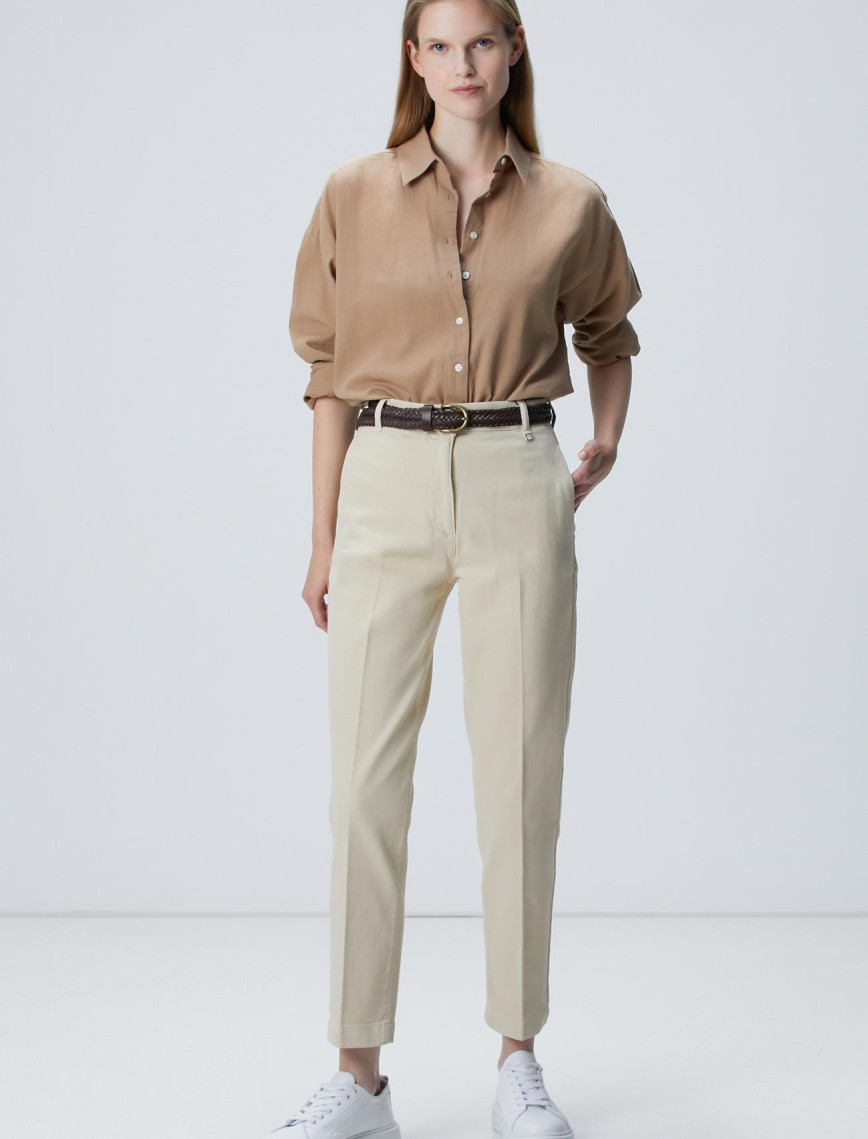 Network Kadın Bej Basic Casual Denim Pantolon Network Kadın Bej Basic Casual Denim Pantolon