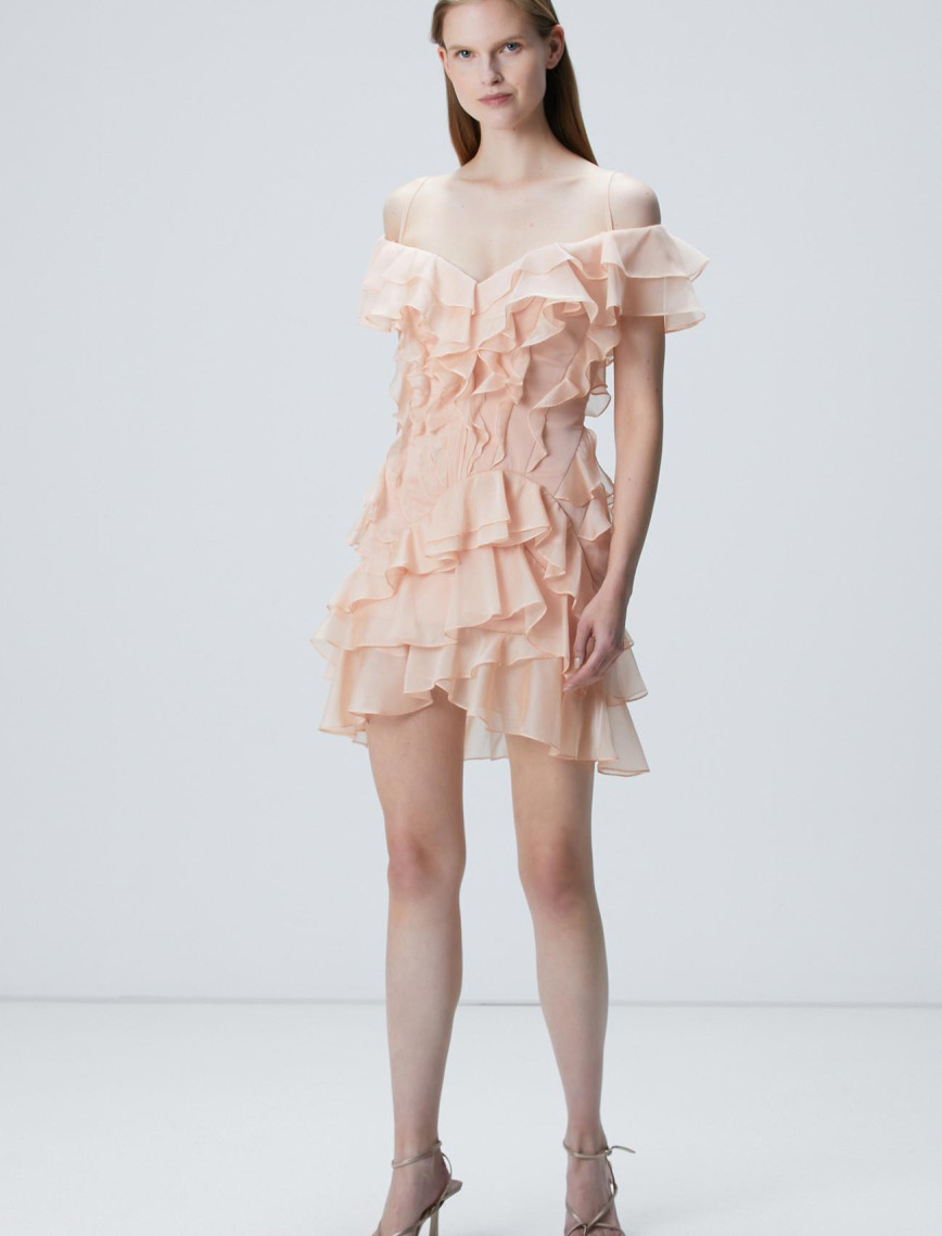 Network Kadın Somon Mini Abiye Elbise Network Kadın Somon Mini Abiye Elbise