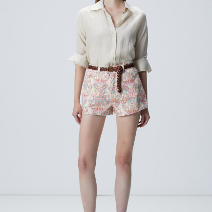 Network Kadın Bej Desenli Denim Şort Network Kadın Bej Desenli Denim Şort