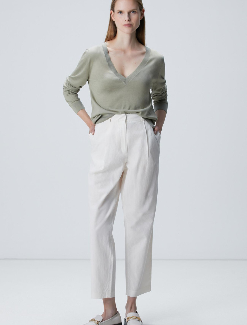 Network Kadın Limited Haki İpek Karışımlı Kazak Network Kadın Limited Haki İpek Karışımlı Kazak