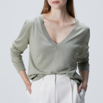 Network Kadın Limited Haki İpek Karışımlı Kazak