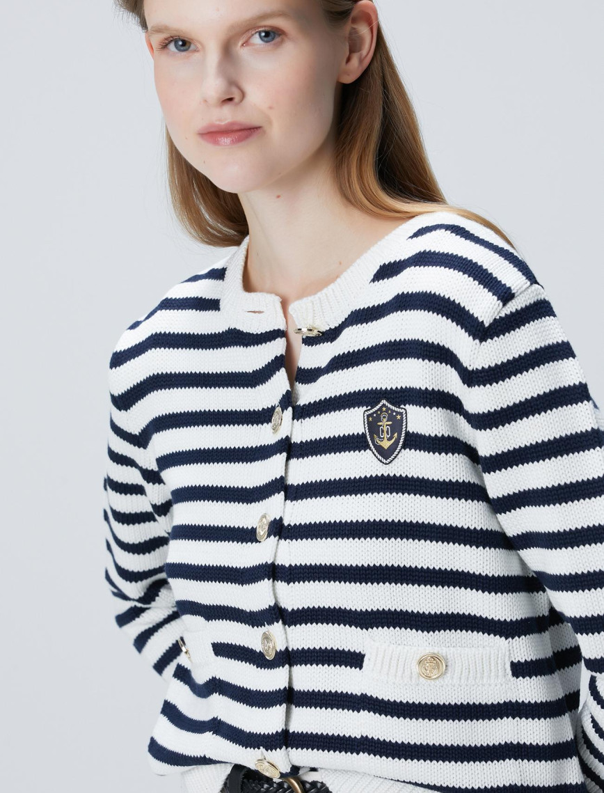 Network Kadın Lacivert Beyaz Çizgili Triko Ceket Network Kadın Lacivert Beyaz Çizgili Triko Ceket