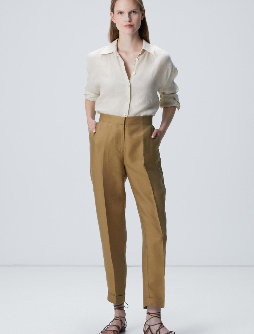 Network Kadın Yağ Yeşili Limited Keten Karışımlı Pantolon Network Kadın Yağ Yeşili Limited Keten Karışımlı Pantolon