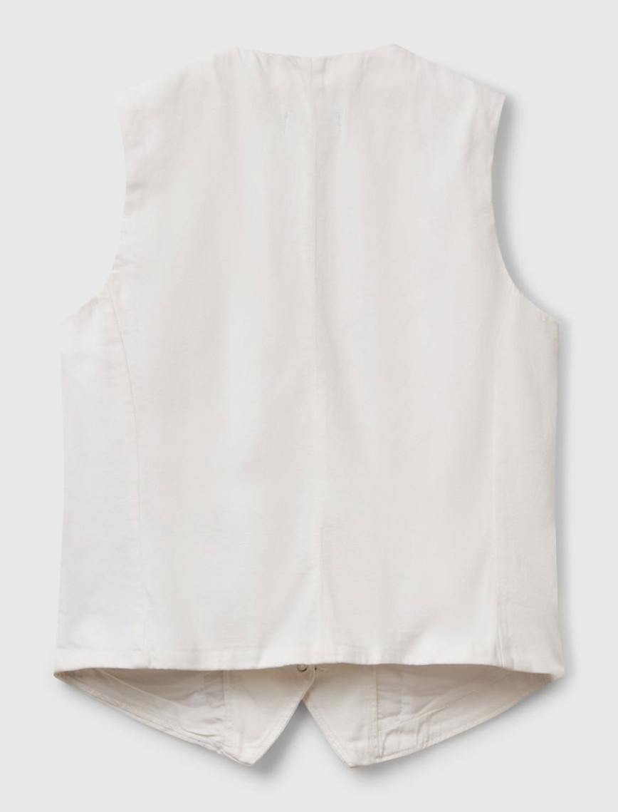 Kadın Beyaz Liyosel Karışımlı V Yaka Yelek Kadın Beyaz Liyosel Karışımlı V Yaka Yelek