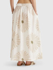 Kadın Krem %100 Keten Desenli Beli Lastikli Uzun Etek Kadın Krem %100 Keten Desenli Beli Lastikli Uzun Etek