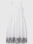 Kadın Beyaz %100 Koton Askılı Etek Ucu İşlemeli Midi Boy Elbise Kadın Beyaz %100 Koton Askılı Etek Ucu İşlemeli Midi Boy Elbise
