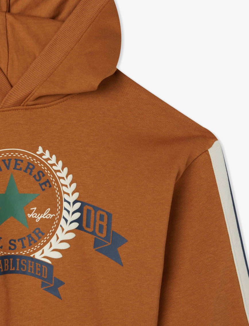 Converse Rec Club Ft Sleeve Stripe Çocuk Kahverengi Hoodie Converse Rec Club Ft Sleeve Stripe Çocuk Kahverengi Hoodie