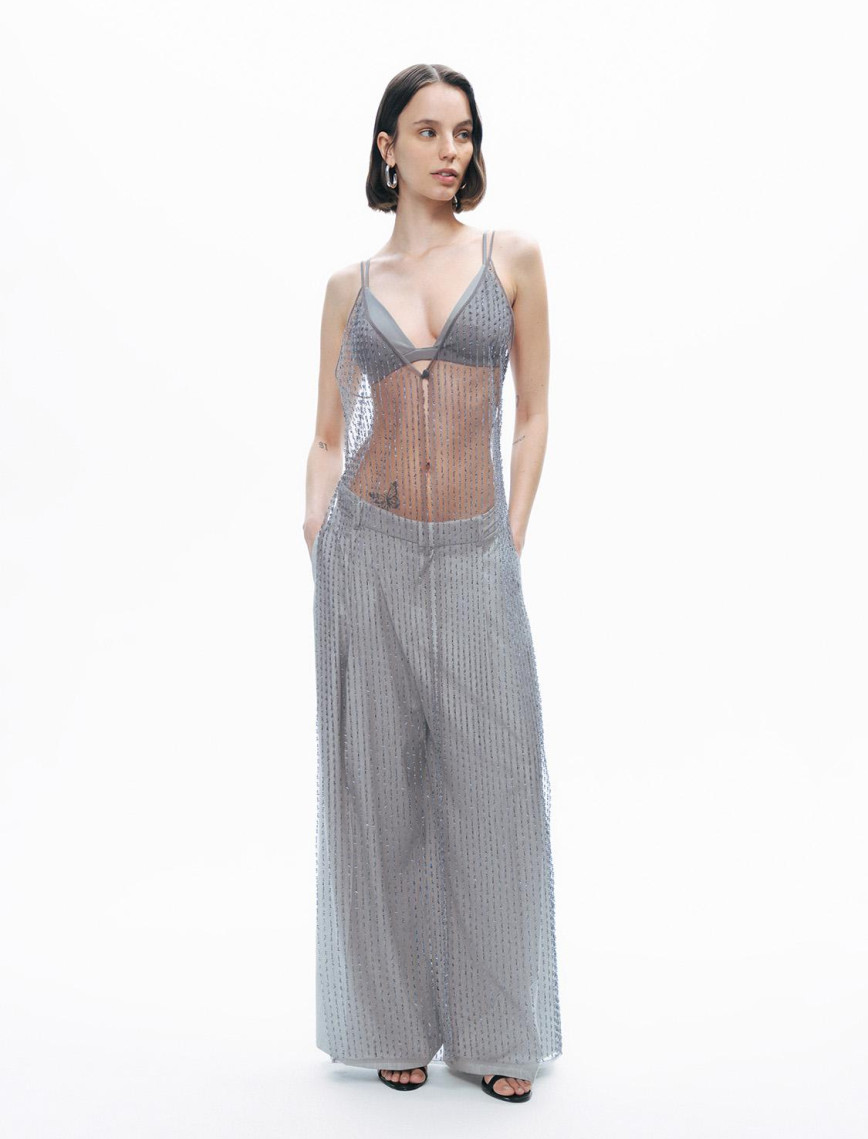 Boncuk İşlemeli Maxi Yelek Boncuk İşlemeli Maxi Yelek