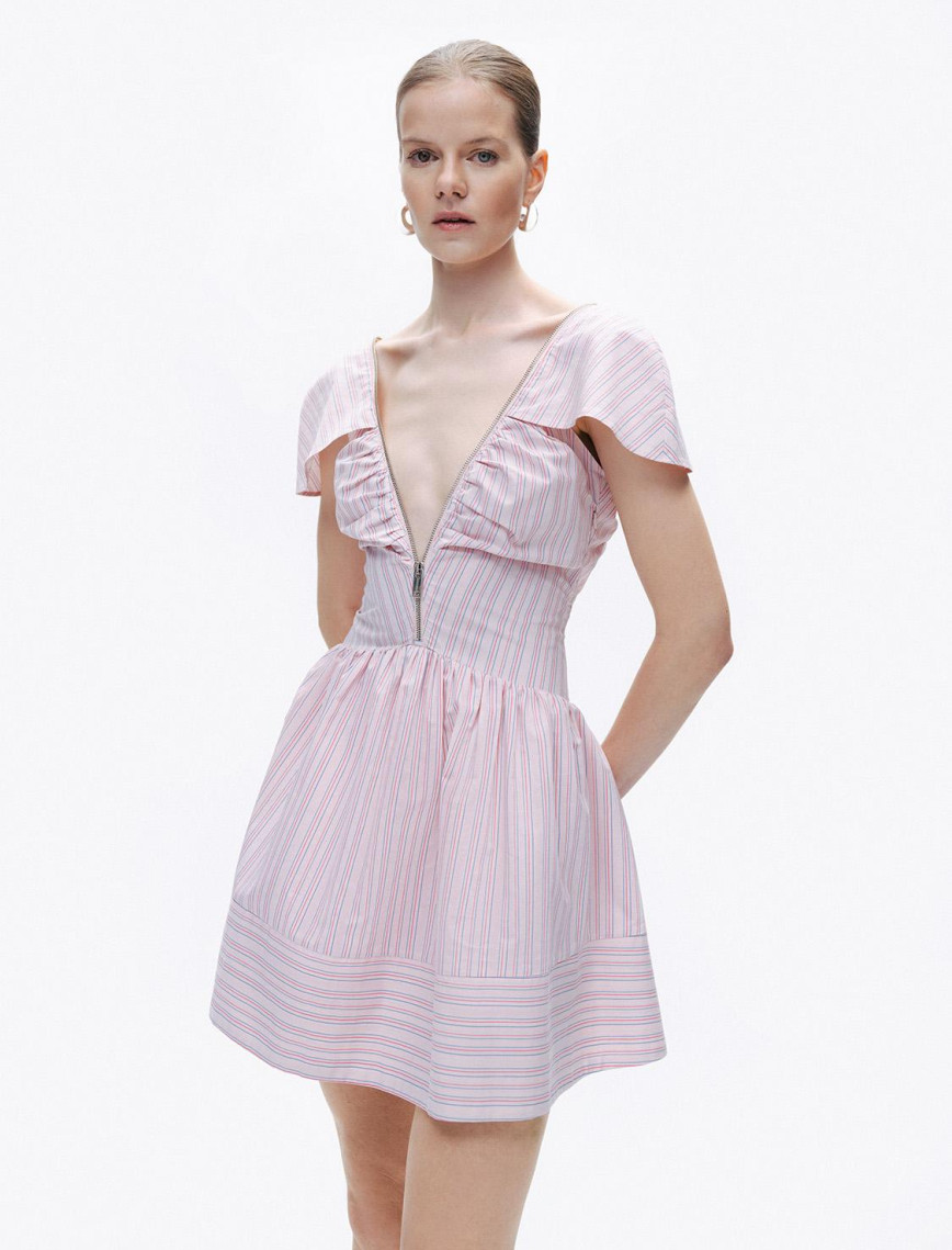 Fermuar Detaylı Mini Elbise Fermuar Detaylı Mini Elbise