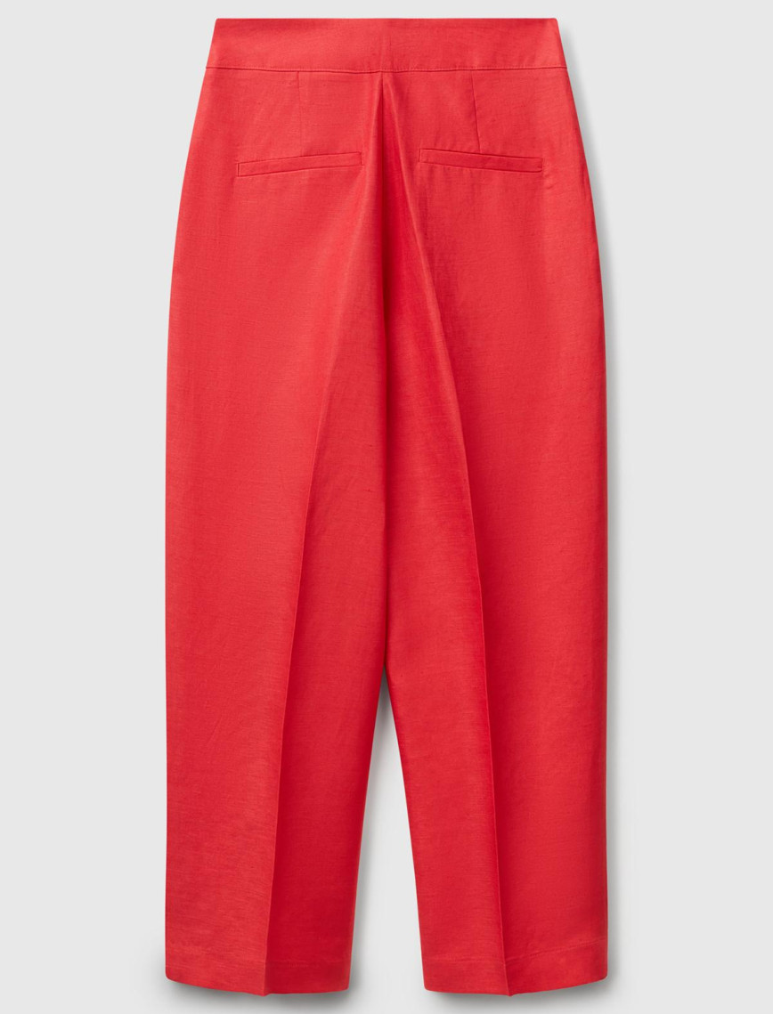 Kadın Mercan Keten Karışımlı Havuç Kesim Pantolon