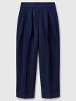 Kadın Lacivert Keten Karışımlı Havuç Kesim Pantolon