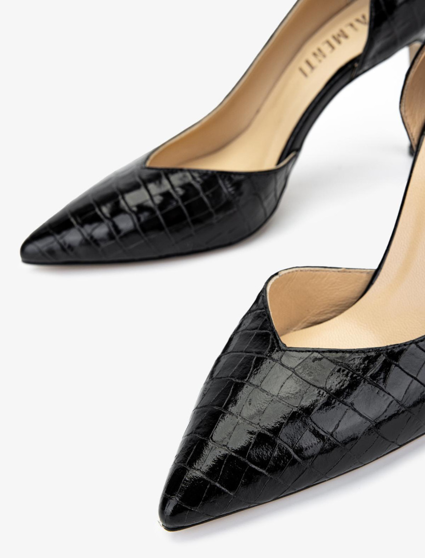 Valmenti Kadın Hakiki Deri Siyah Kroko Topuklu Ayakkabı Valmenti Kadın Hakiki Deri Siyah Kroko Topuklu Ayakkabı