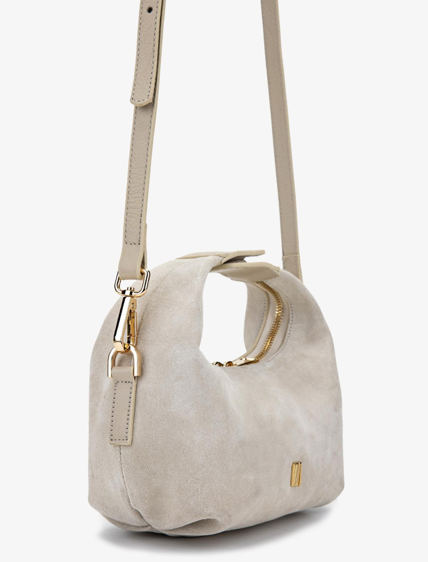 Valmenti Kadın Hakiki Deri Bej Süet El Çantası