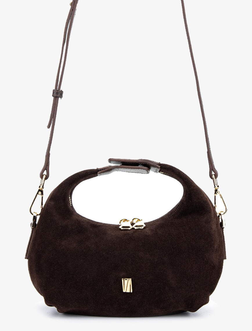 Valmenti Kadın Hakiki Deri Siyah Süet El Çantası