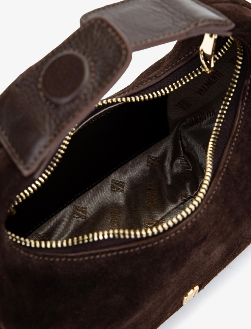 Valmenti Kadın Hakiki Deri Kahverengi Süet El Çantası