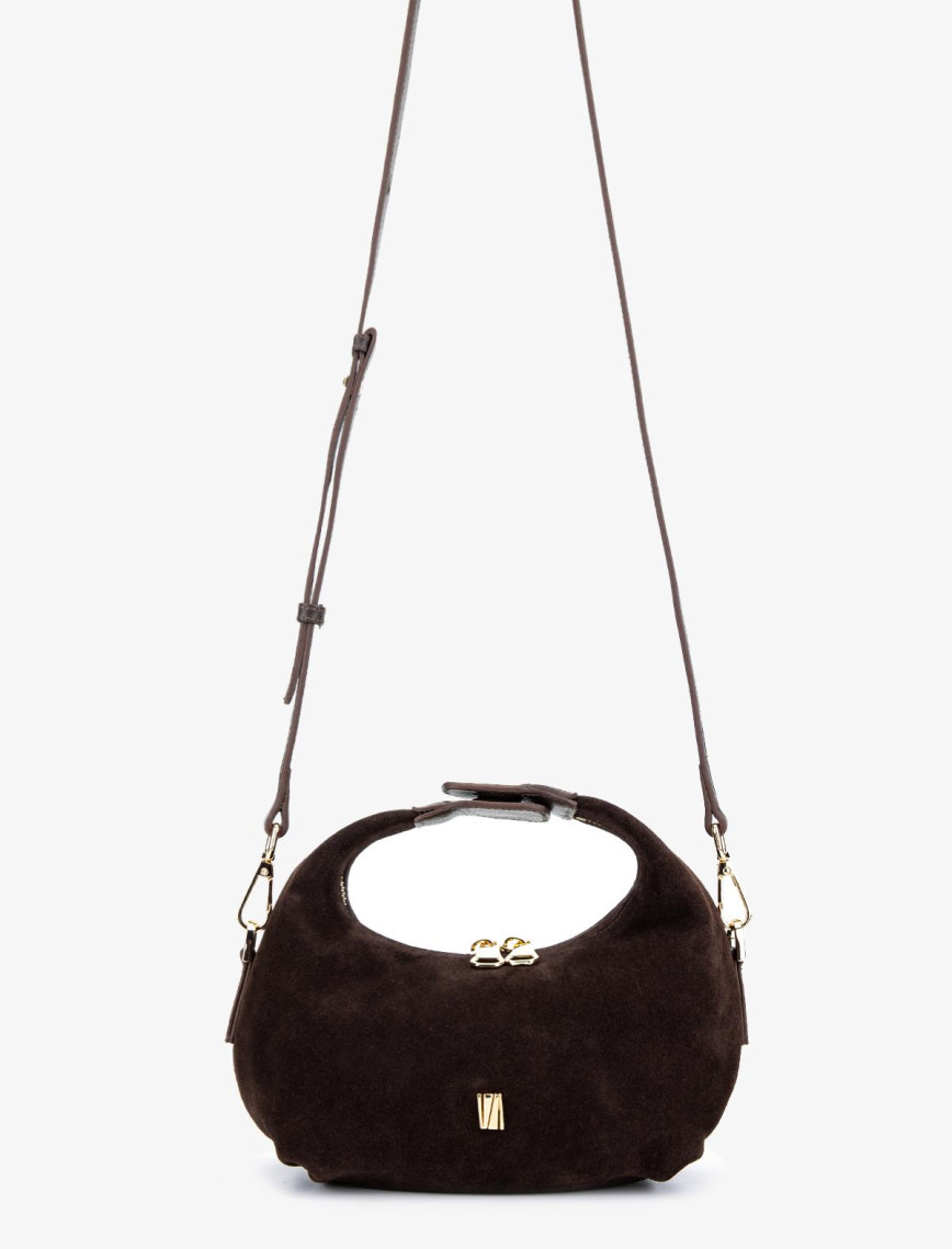 Valmenti Kadın Hakiki Deri Kahverengi Süet El Çantası