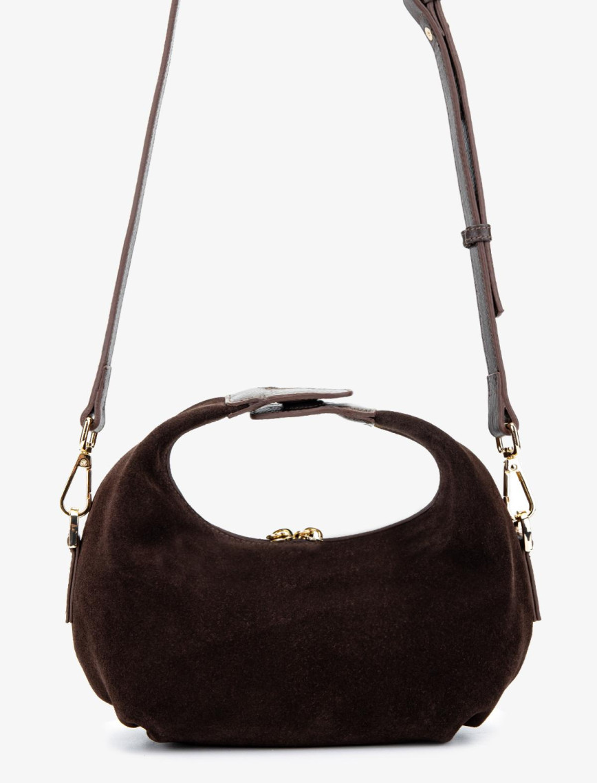 Valmenti Kadın Hakiki Deri Kahverengi Süet El Çantası