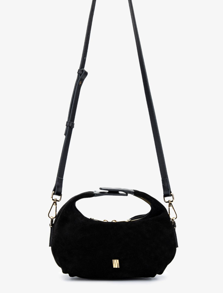 Valmenti Kadın Hakiki Deri Siyah Süet El Çantası