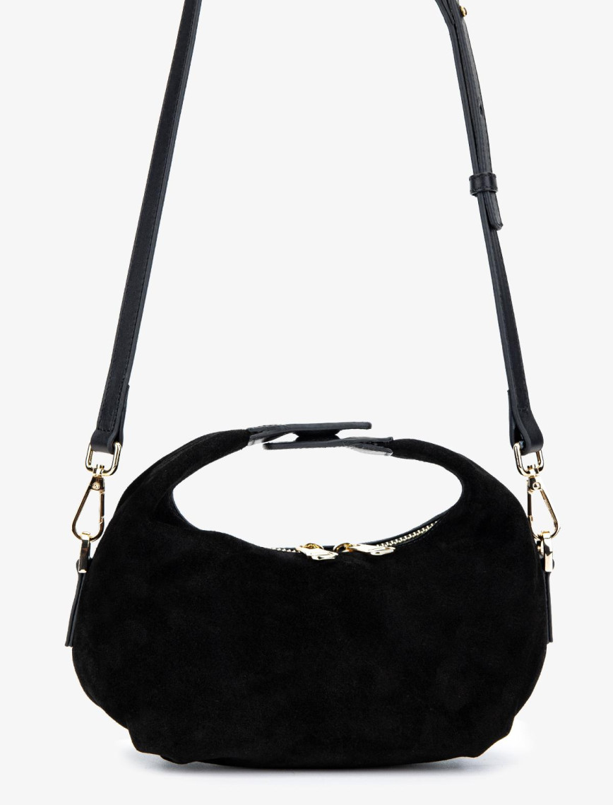 Valmenti Kadın Hakiki Deri Siyah Süet El Çantası