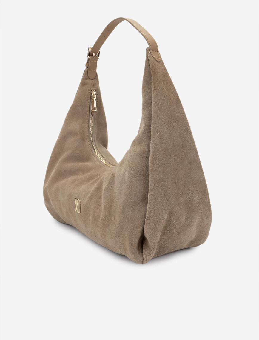 Valmenti Kadın Hakiki Deri Bej Süet Omuz Çanta