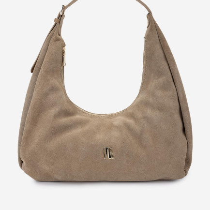 Valmenti Kadın Hakiki Deri Bej Süet Omuz Çanta