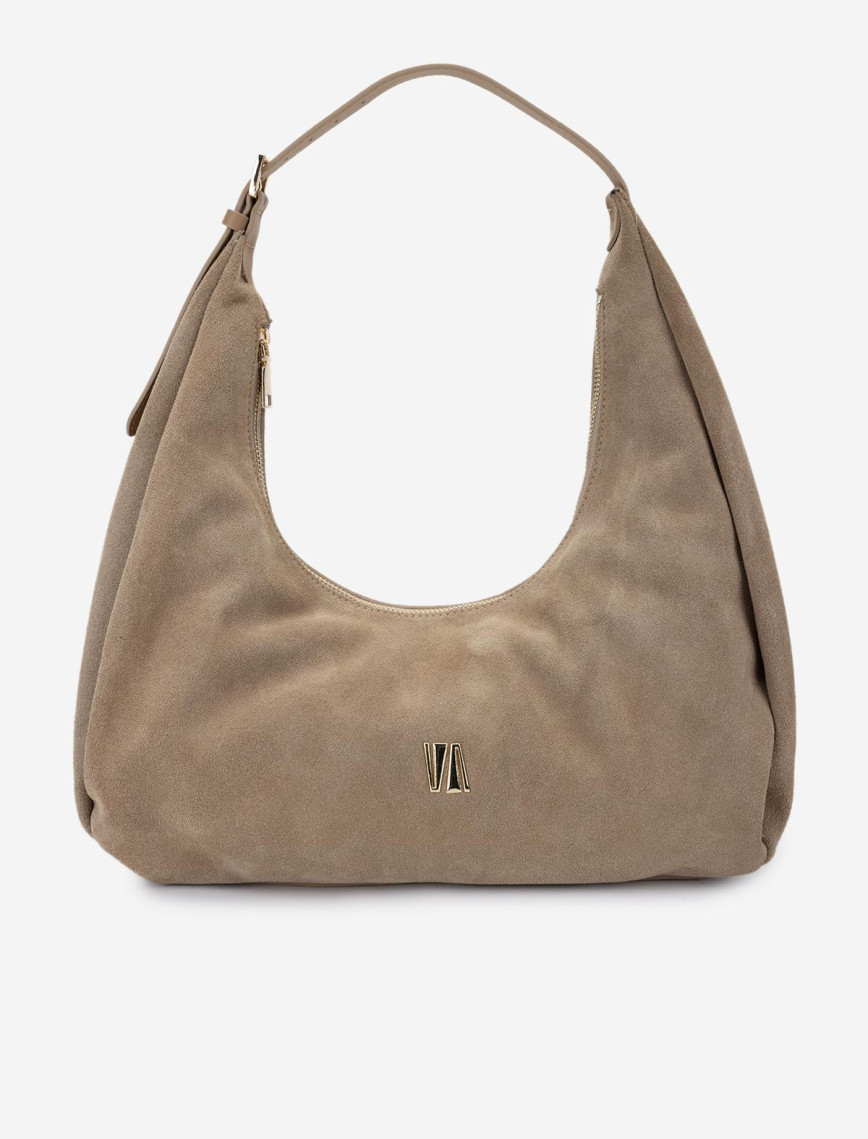 Valmenti Kadın Hakiki Deri Bej Süet Omuz Çanta