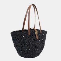 Amelie Siyah Kadın Deri Detaylı Hasır Omuz Çantası Amelie Siyah Kadın Deri Detaylı Hasır Omuz Çantası