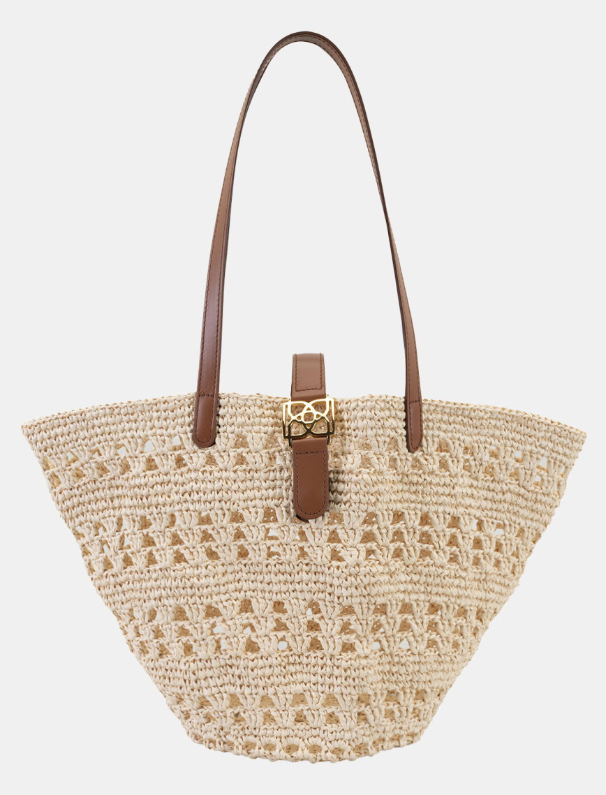 Amelie Taba Kadın Deri Detaylı Hasır Omuz Çantası Amelie Taba Kadın Deri Detaylı Hasır Omuz Çantası