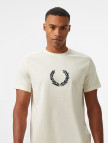 Fred Perry Textured Laurel Wreath Erkek Bej T-Shirt Fred Perry Textured Laurel Wreath Erkek Bej T-Shirt