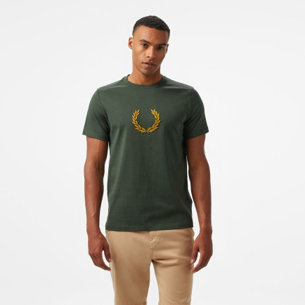 Fred Perry Textured Laurel Wreath Erkek Yeşil T-Shirt Fred Perry Textured Laurel Wreath Erkek Yeşil T-Shirt