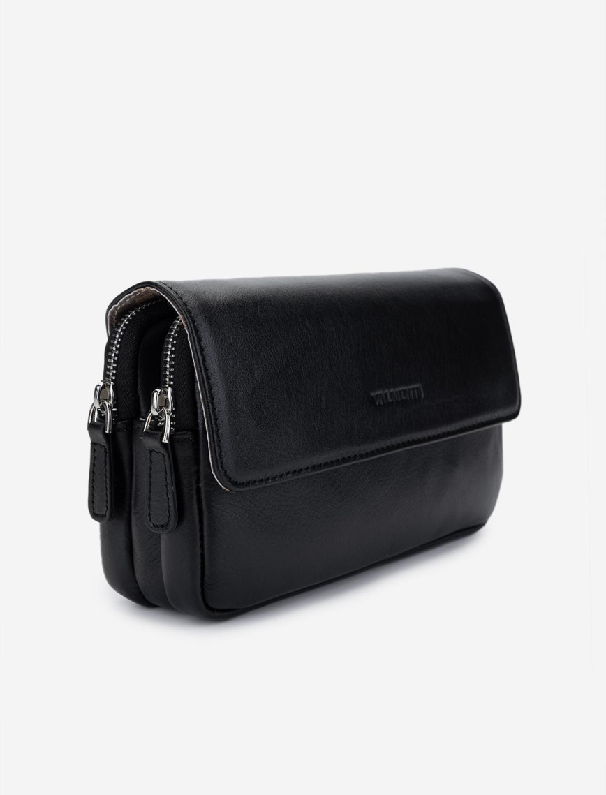 Valmenti Erkek Hakiki Deri Siyah Deri El Çantası