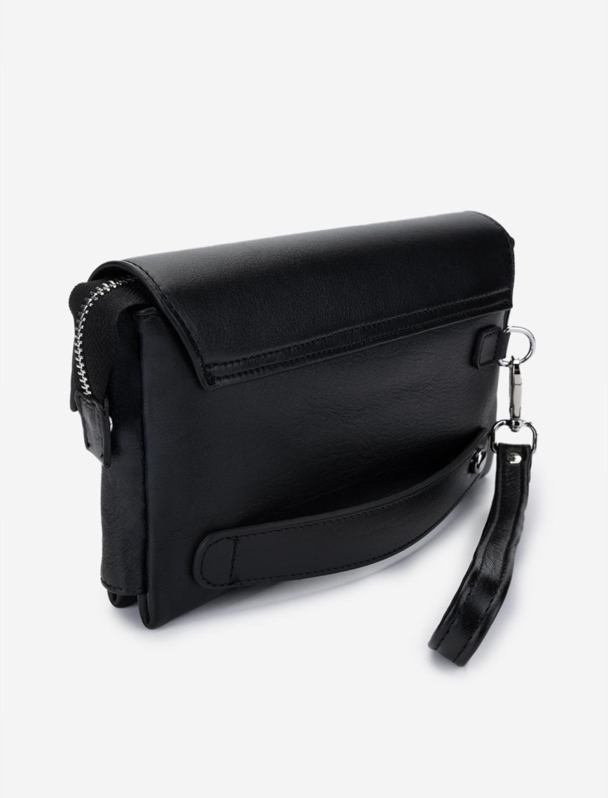 Valmenti Erkek Hakiki Deri Siyah Deri El Çantası