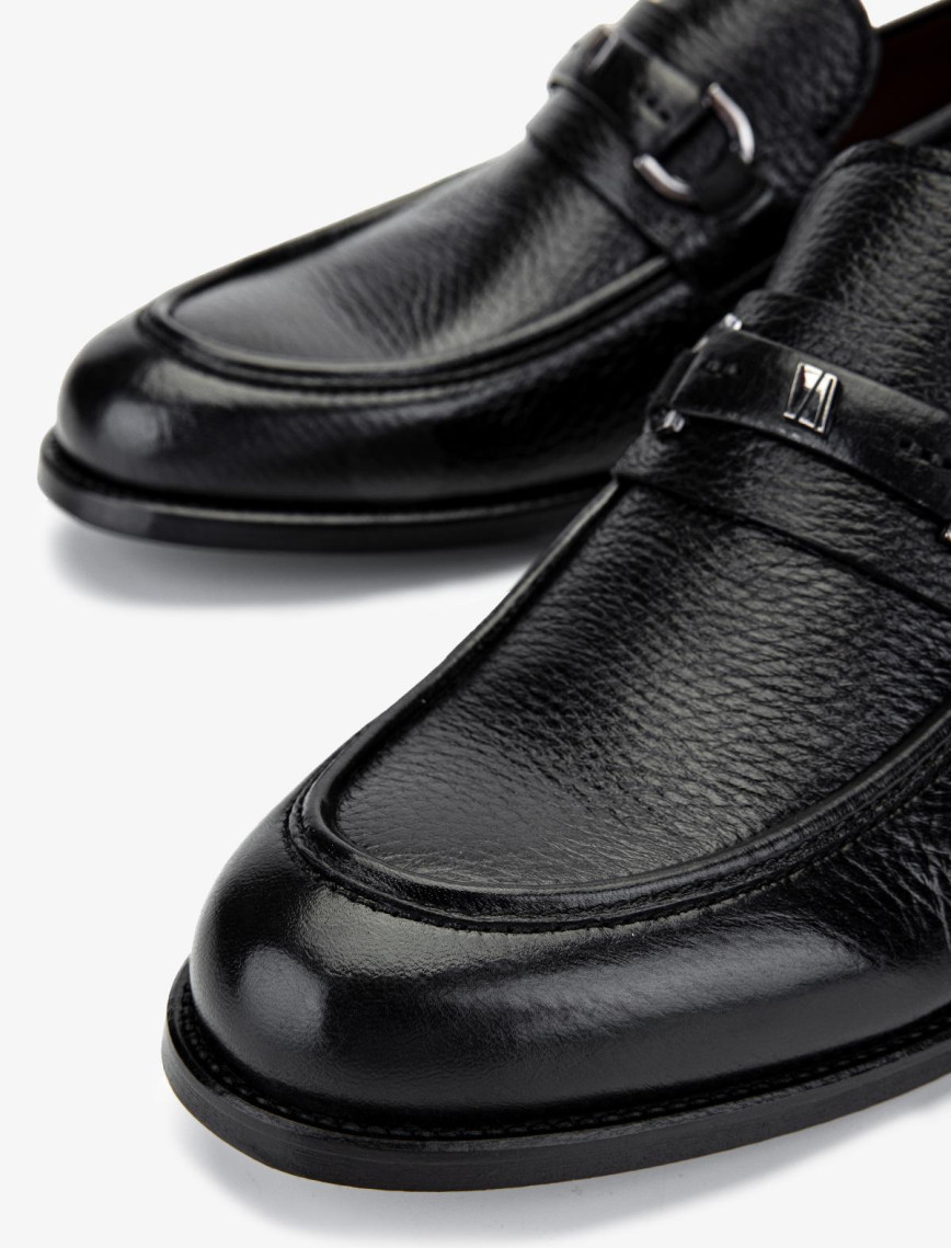 Valmenti Erkek Hakiki Deri Siyah Loafer Ayakkabı