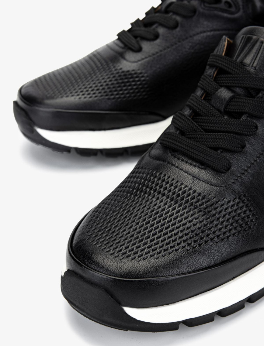 Valmenti Erkek Hakiki Deri Siyah Deri Sneakers & Spor Ayakkabı