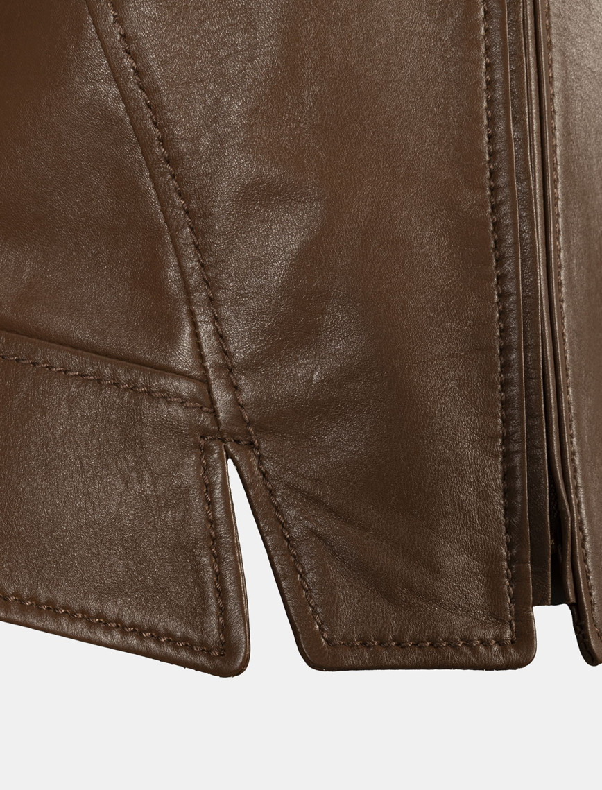 Kadın Taba Deri Biker Ceket Kadın Taba Deri Biker Ceket