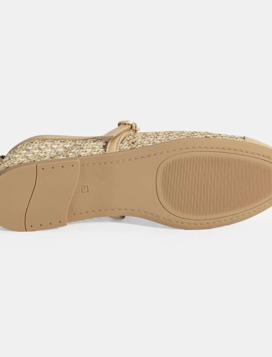 Kadın Bej Ayarlanabilir Tokalı Hasır Babet Kadın Bej Ayarlanabilir Tokalı Hasır Babet