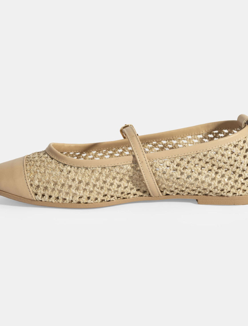 Kadın Bej Ayarlanabilir Tokalı Hasır Babet Kadın Bej Ayarlanabilir Tokalı Hasır Babet