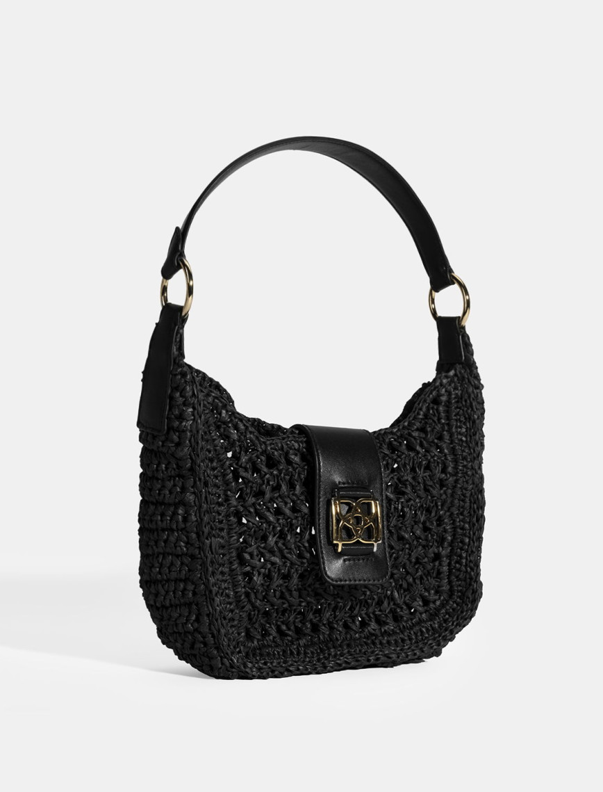 Kadın Siyah Monogram Logolu Omuz Çantası Kadın Siyah Monogram Logolu Omuz Çantası