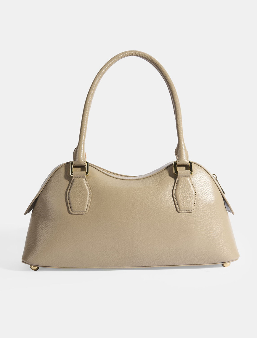 Kadın Vizon Deri Çanta Aksesuarlı Büyük Omuz Çantası