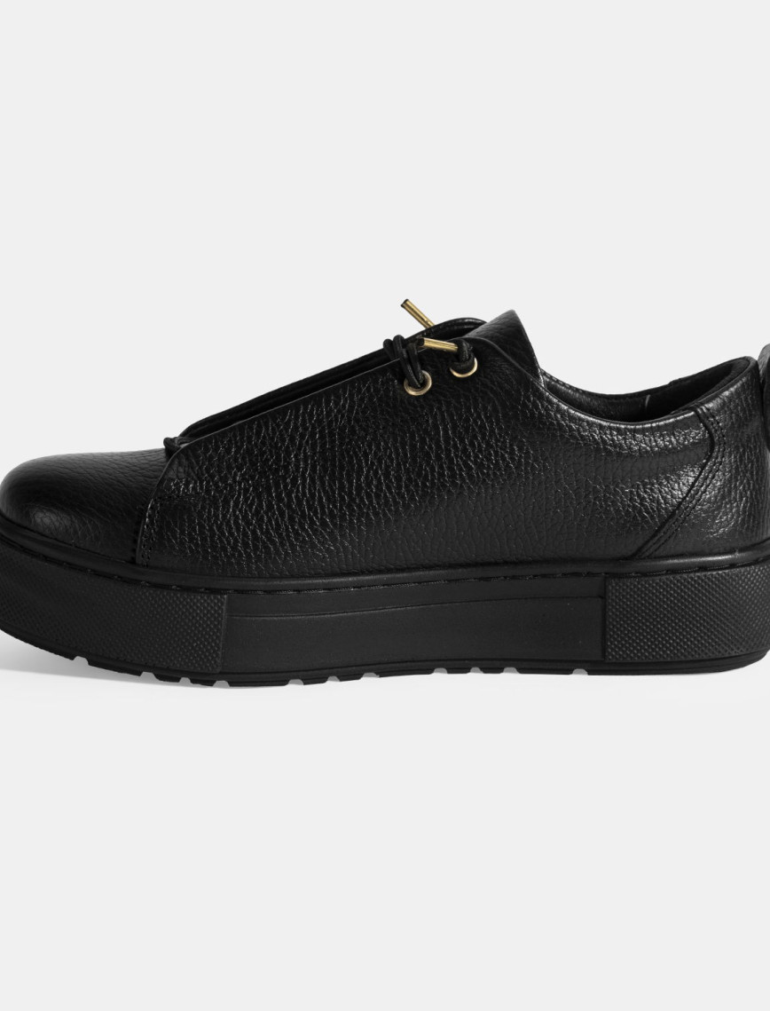 Kadın Siyah Bağcıklı Deri Günlük Ayakkabı Kadın Siyah Bağcıklı Deri Günlük Ayakkabı