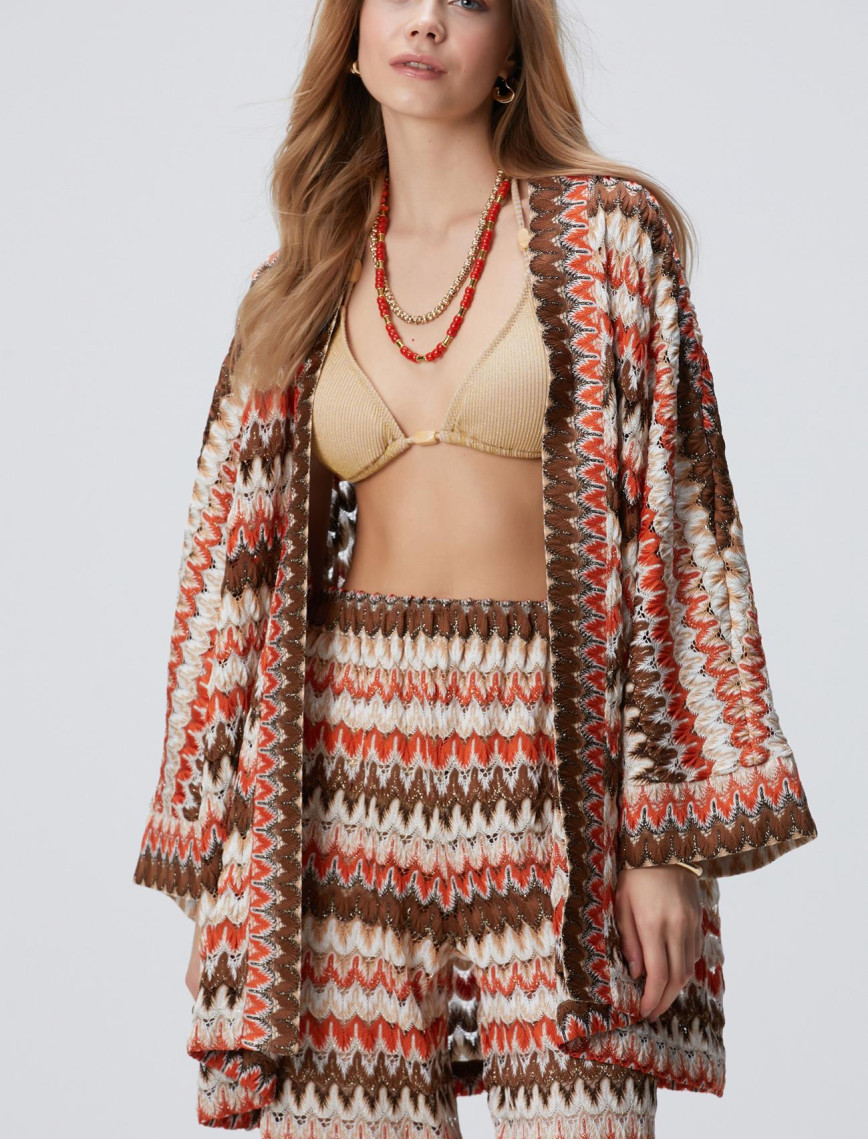 Network Kadın Kırık Beyaz Kahverengi Kısa Kaftan Network Kadın Kırık Beyaz Kahverengi Kısa Kaftan