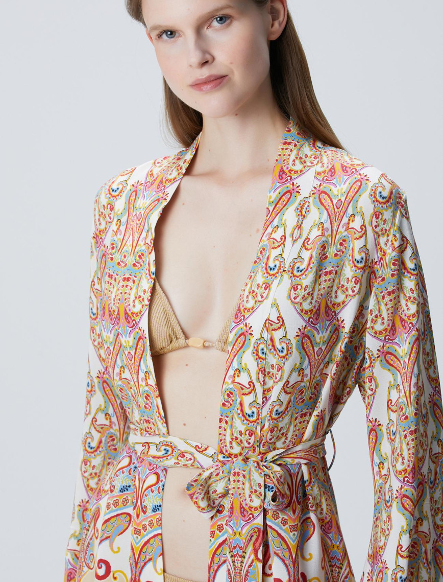 Network Kadın Bej Püsküllü Desenli Kaftan Network Kadın Bej Püsküllü Desenli Kaftan